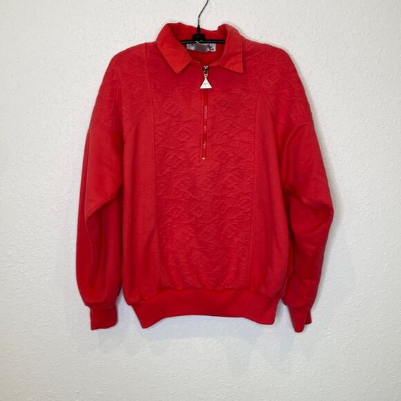 Vintage Tops - Vintage Casual Isle Women’s Partial Zip Pullover Sweatshirt Sz Sm Casual Pink